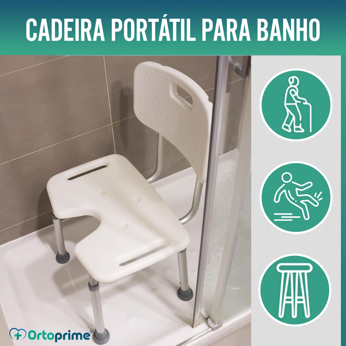 Banco de Duche para Idosos Assento em U e Altura Regulável