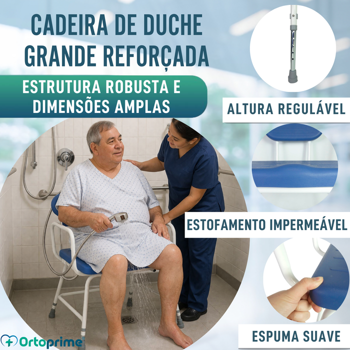 Cadeira de Duche Bariátrica XXL com Encosto e Braços