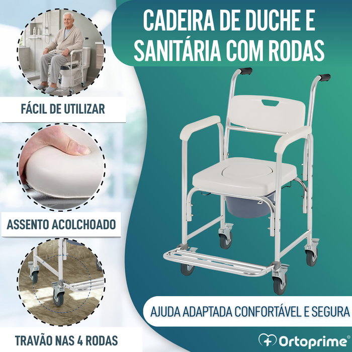 Cadeira de Banho Sanitária com Pés Dobráveis