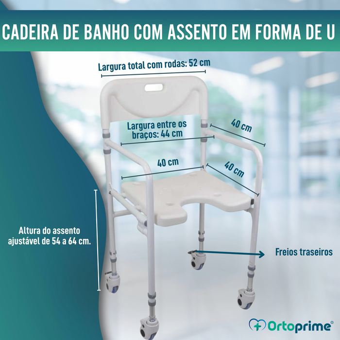 Cadeira de Duche em U | Assento de Banho Dobrável