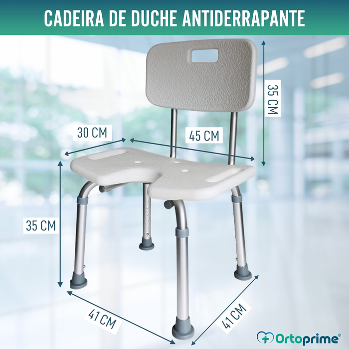 Banco de Duche para Idosos Assento em U e Altura Regulável
