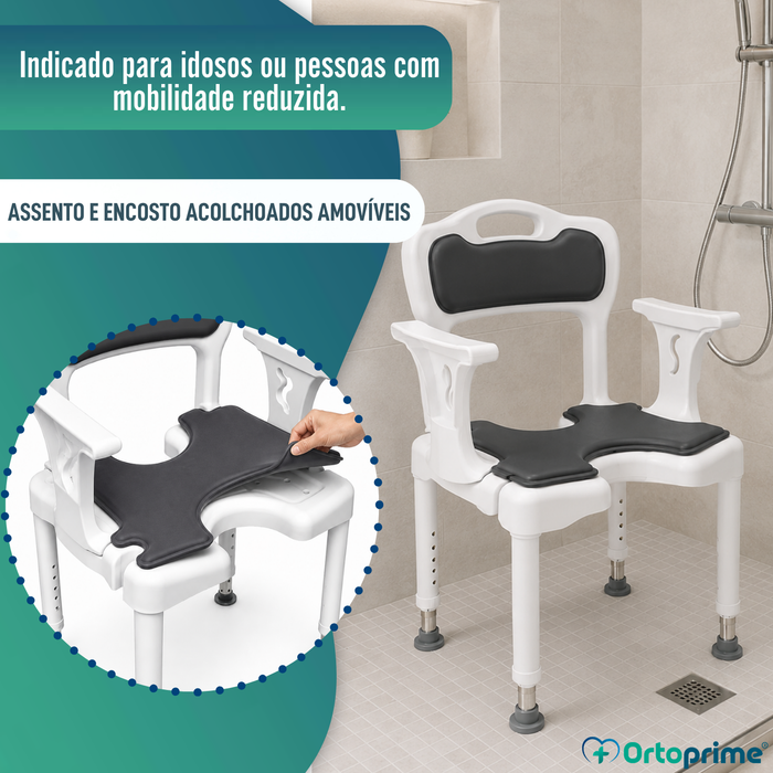 Cadeira de Banho 3 em 1 em U | Banco Antiderrapante