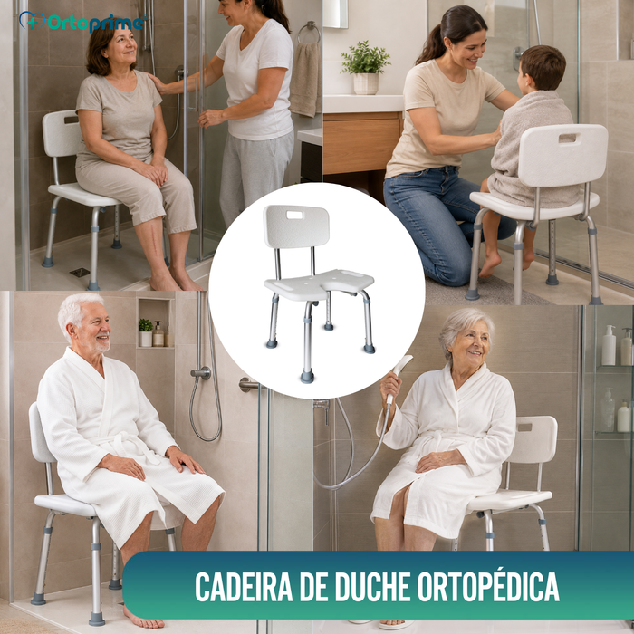 Banco de Duche para Idosos Assento em U e Altura Regulável