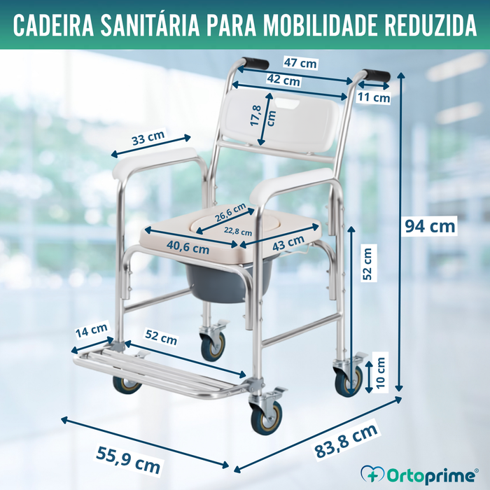 Cadeira de Banho Sanitária com Pés Dobráveis