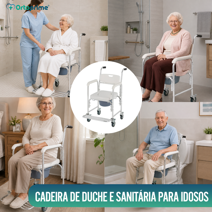 Cadeira de Banho Sanitária com Pés Dobráveis