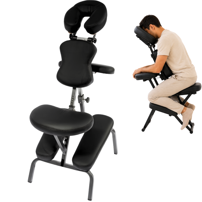 Cadeira de Massagem Dobrável com Apoio de Cabeça Ajustável