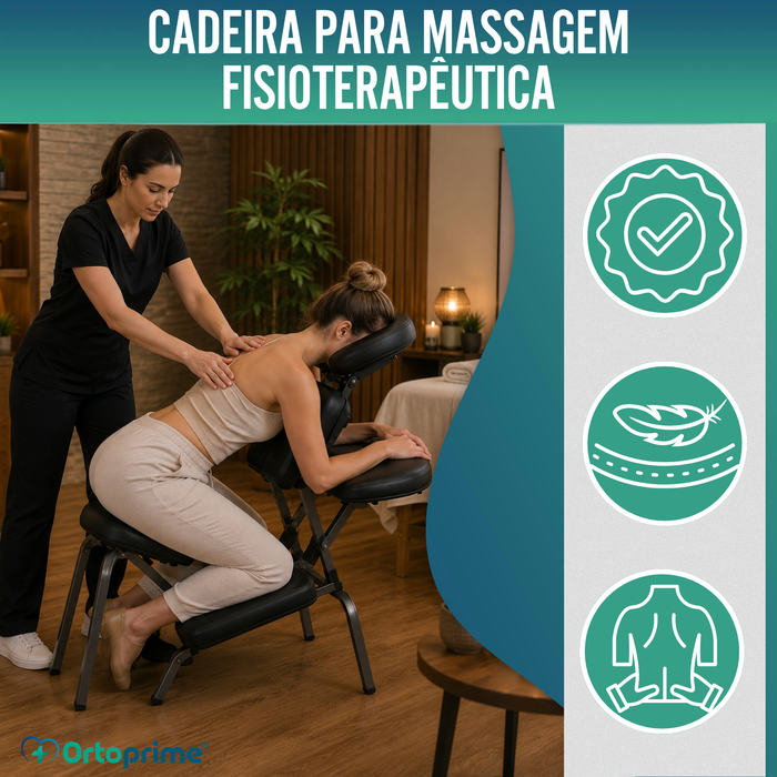 Cadeira de Massagem Dobrável com Apoio de Cabeça Ajustável