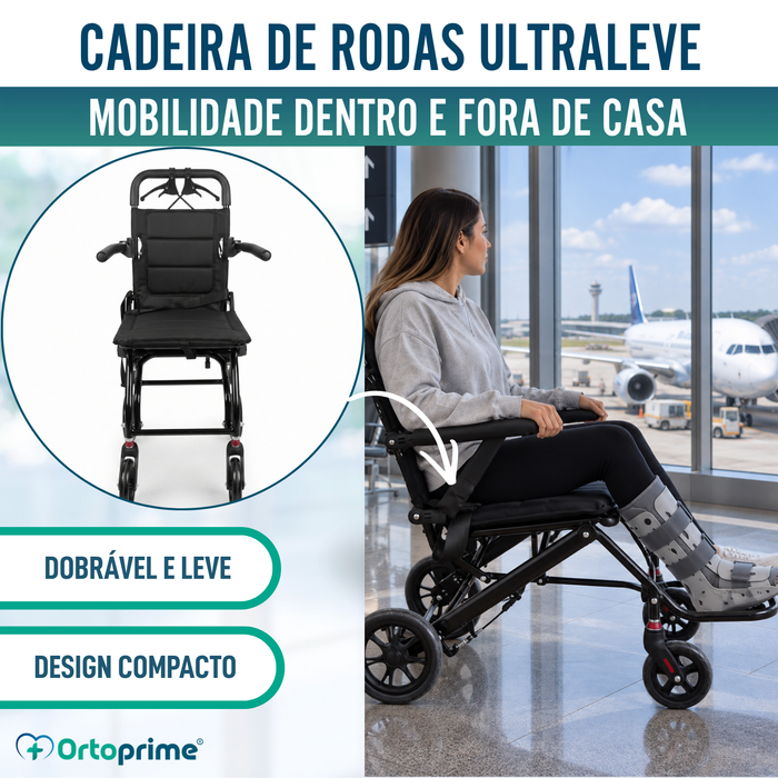 Cadeira de Rodas de Trânsito Leve Dobrável com Travão