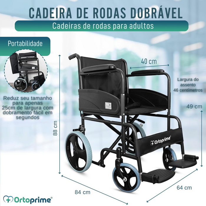 Cadeira de Rodas Dobrável Ortopédica para Adultos