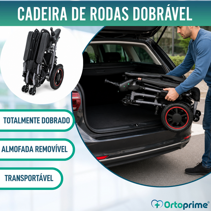 Cadeira de Rodas Elétrica Dobrável com Almofada