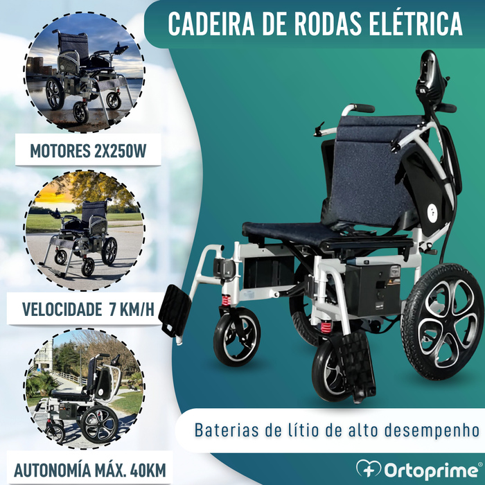 Silla Eléctrica de Rodas Grandes | Com Bateria de Lítio