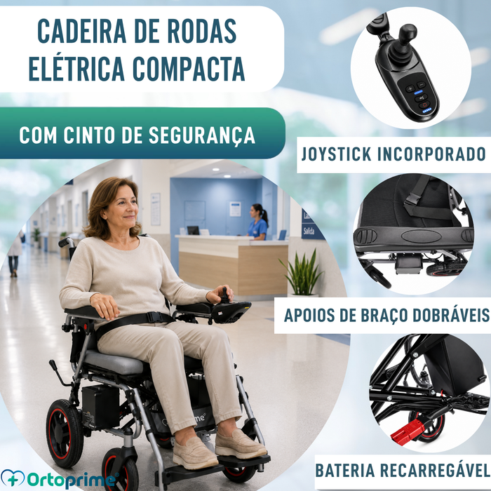 Cadeira de Rodas Elétrica Dobrável com Almofada
