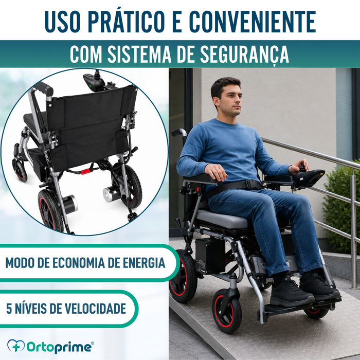 Cadeira de Rodas Elétrica Dobrável com Almofada