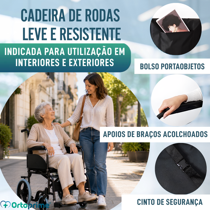 Cadeira de Rodas Dobrável Ortopédica para Adultos