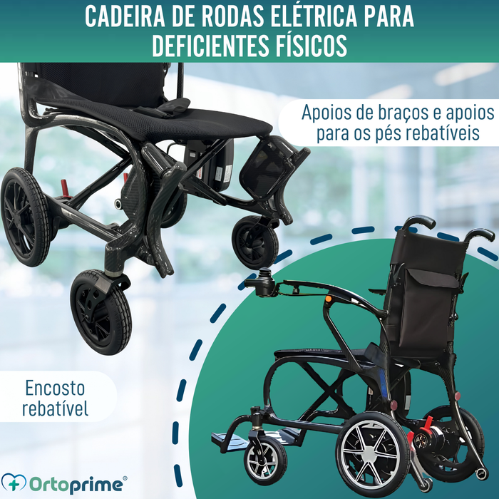 Cadeira Elétrica Compacta para Deficientes | Fibra de Carbono