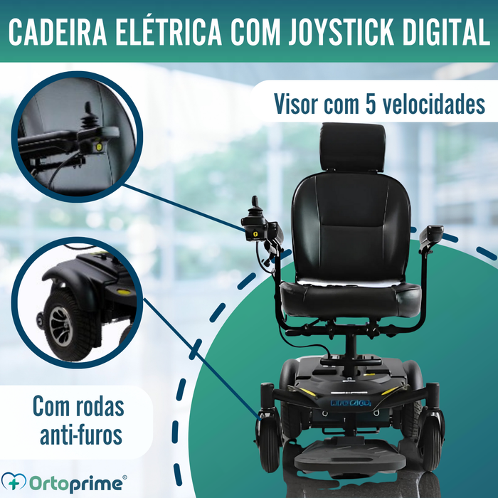 Cadeira de Rodas Elétrica Desmontável com Joystick Digital