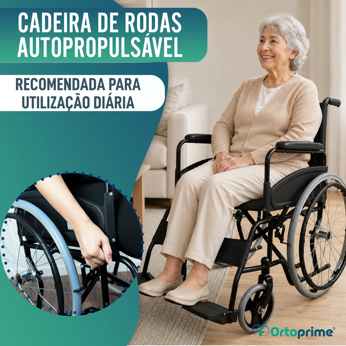 Cadeira de Rodas Dobrável Autopropelida com Cinto de Segurança