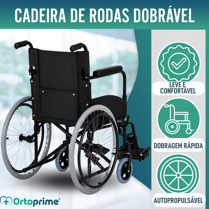 Cadeira de Rodas Dobrável e Leve para Idosos Autopropulsionável