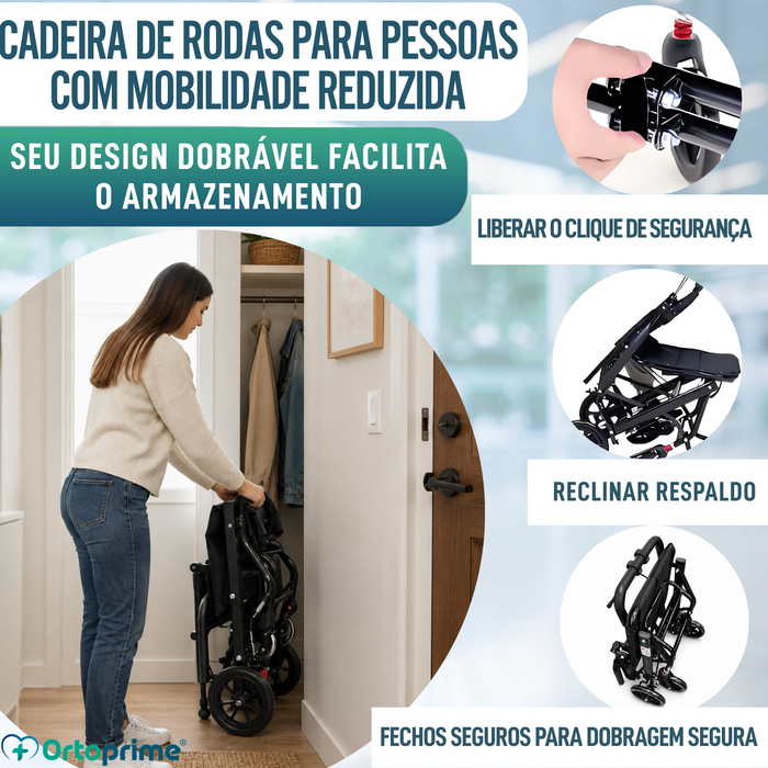 Cadeira de Rodas de Trânsito Leve Dobrável com Travão