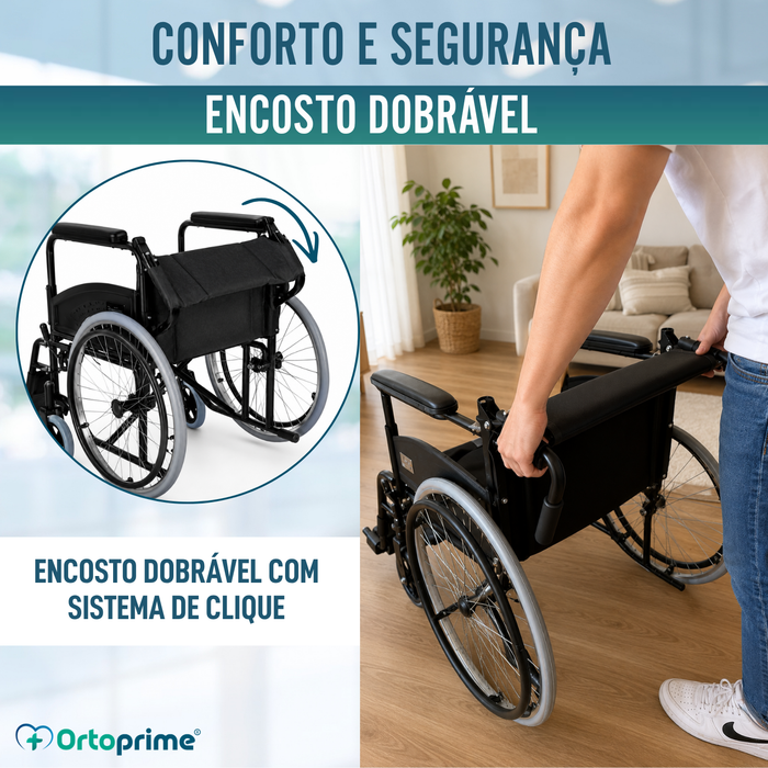 Cadeira de Rodas Dobrável e Leve para Idosos Autopropulsionável