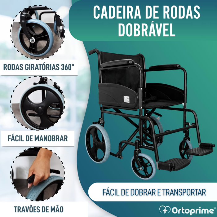 Cadeira de Rodas Dobrável Ortopédica para Adultos