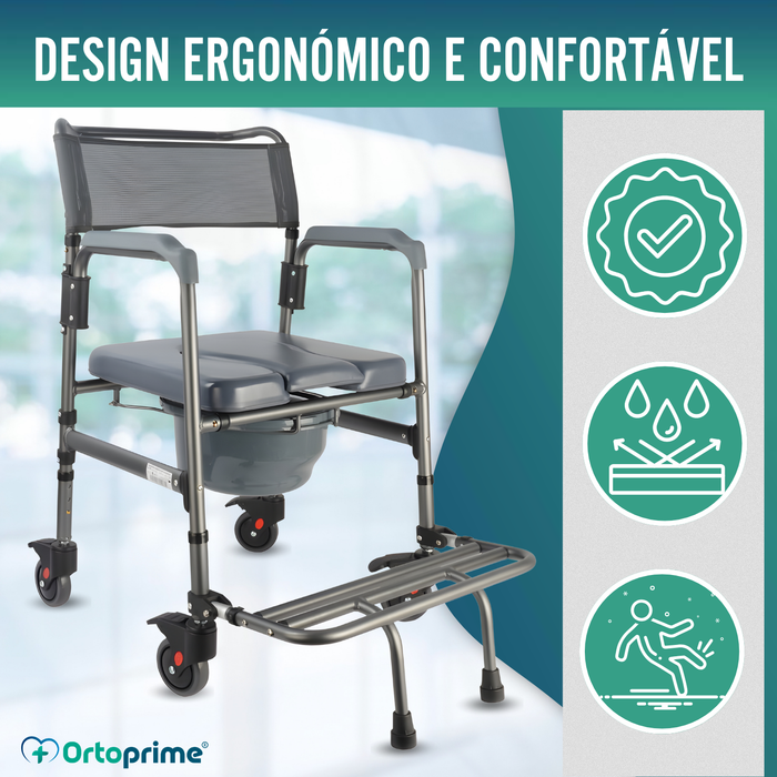 Cadeira WC Dobrável com Rodas | Sanita Portátil