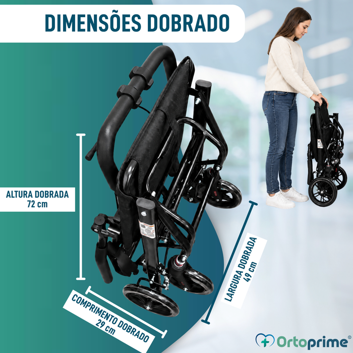 Cadeira de Rodas de Trânsito Leve Dobrável com Travão