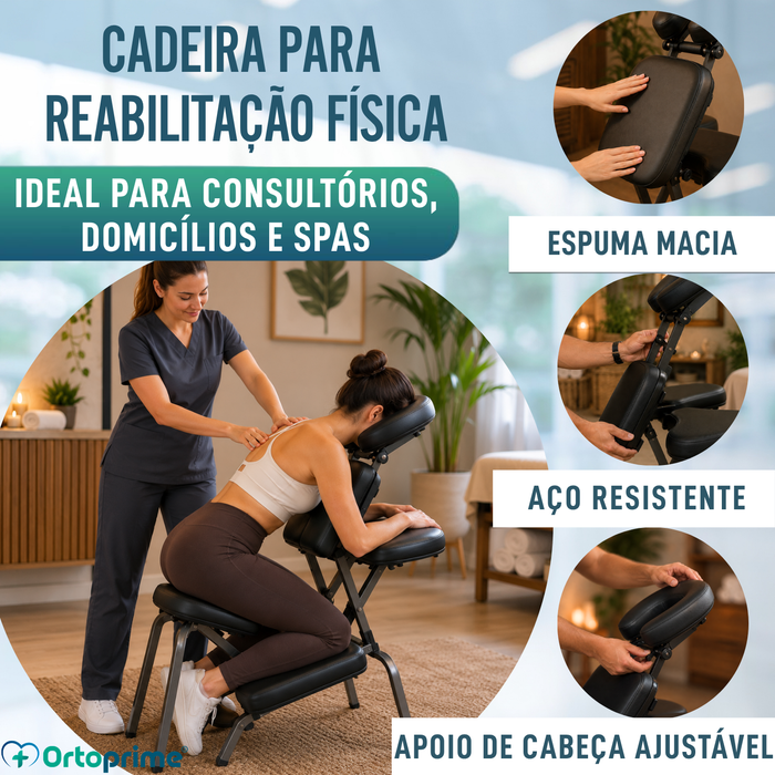 Cadeira de Massagem Dobrável com Apoio de Cabeça Ajustável