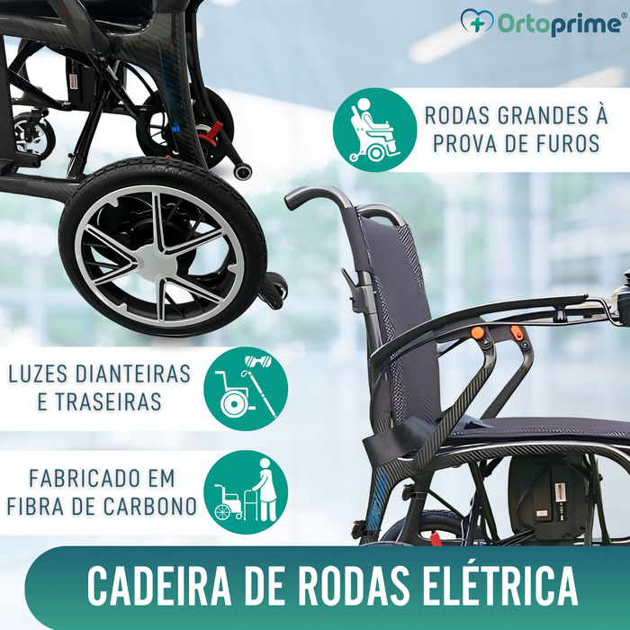 Cadeira Elétrica Compacta para Deficientes | Fibra de Carbono