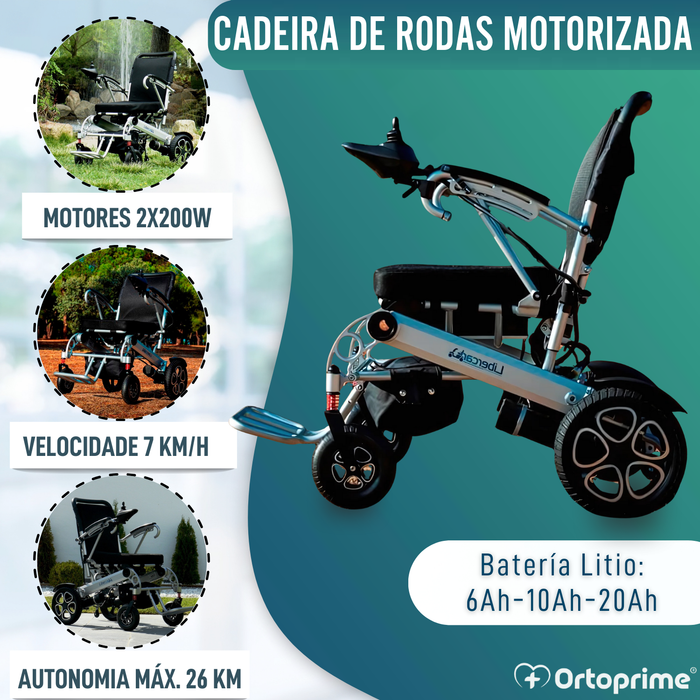 Cadeira de Rodas Elétrica Ultra-Leve com Bateria de Lítio