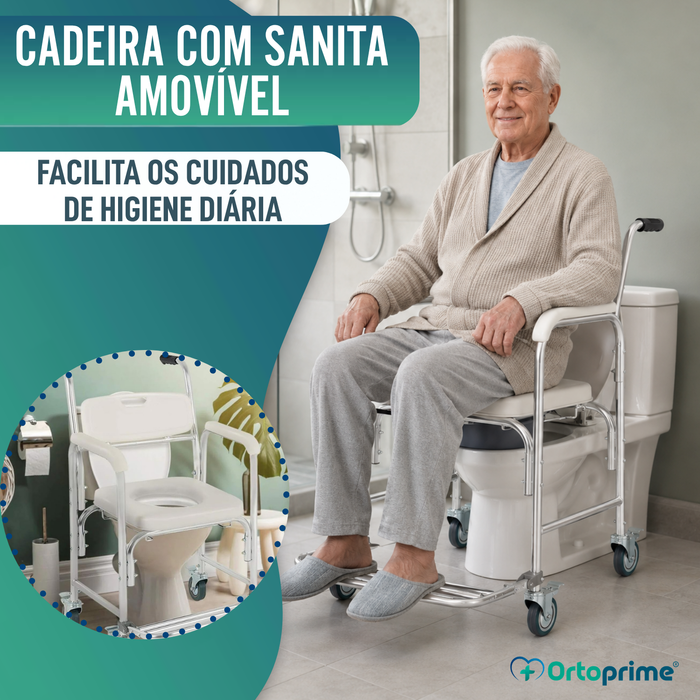 Cadeira de Banho Sanitária com Pés Dobráveis
