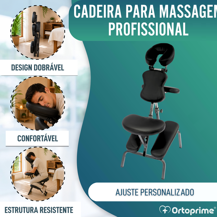 Cadeira de Massagem Dobrável com Apoio de Cabeça Ajustável