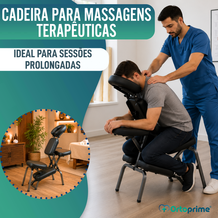 Cadeira de Massagem Dobrável com Apoio de Cabeça Ajustável