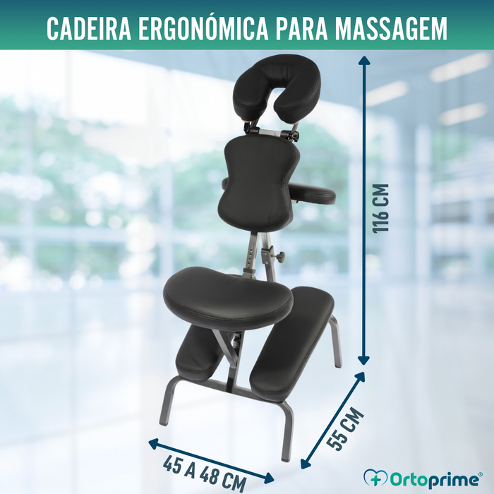 Cadeira de Massagem Dobrável com Apoio de Cabeça Ajustável