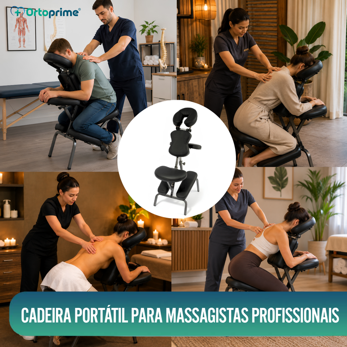 Cadeira de Massagem Dobrável com Apoio de Cabeça Ajustável