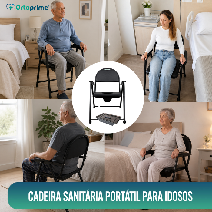 Cadeira WC para Idosos Dobrável | Cadeira Sanitária Portátil