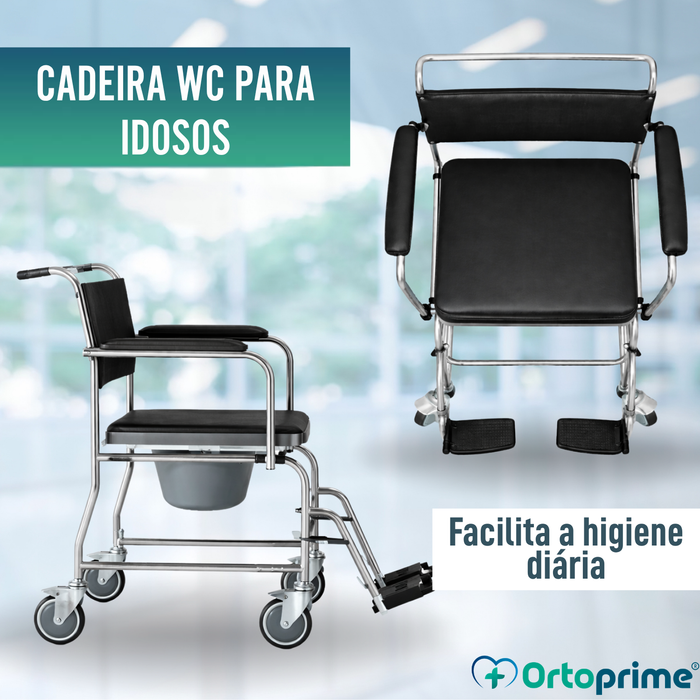 Cadeira de Duche WC com Rodas e Travão | Acolchoada