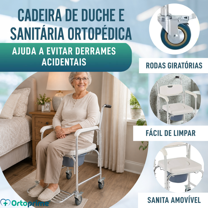 Cadeira de Banho Sanitária com Pés Dobráveis