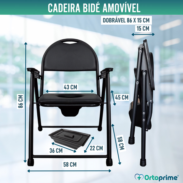 Cadeira WC para Idosos Dobrável | Cadeira Sanitária Portátil