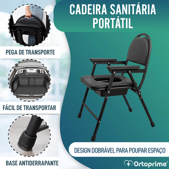 Cadeira WC para Idosos Dobrável | Cadeira Sanitária Portátil