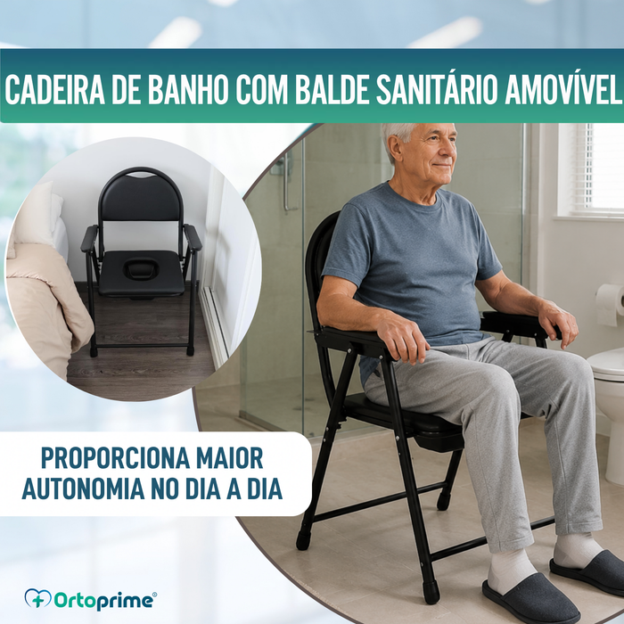 Cadeira WC para Idosos Dobrável | Cadeira Sanitária Portátil