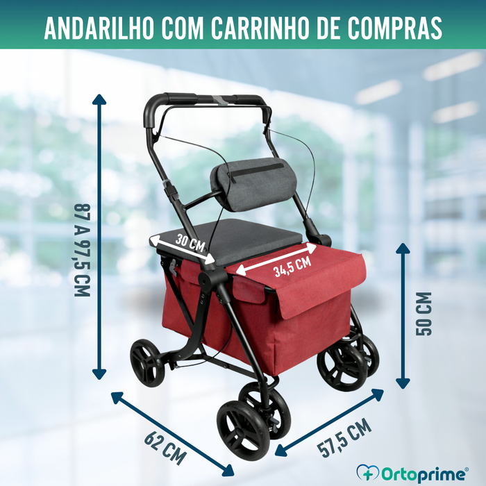 Andarilho com Carrinho Dobrável | Assento Integrado