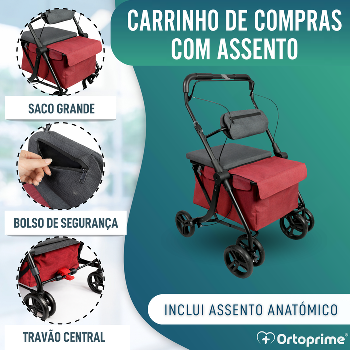 Andarilho com Carrinho Dobrável | Assento Integrado