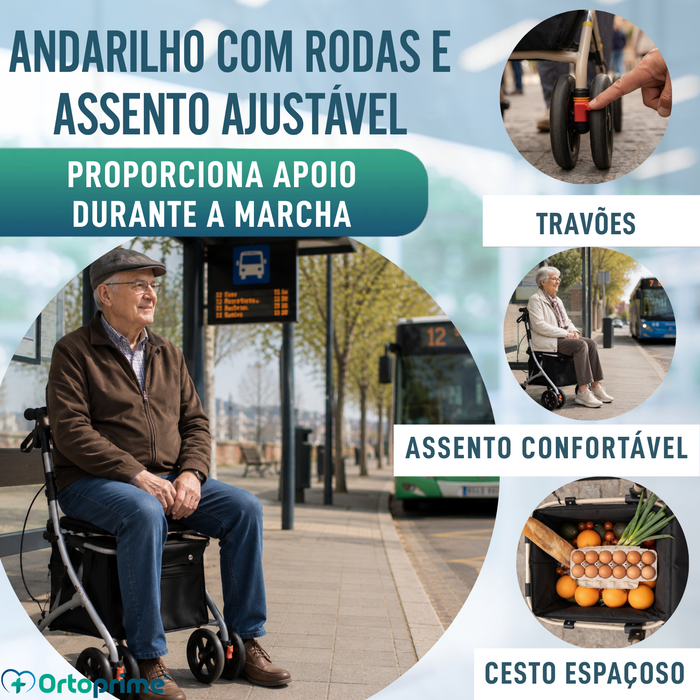 Carrinho de Compras com Assento e Andarilho
