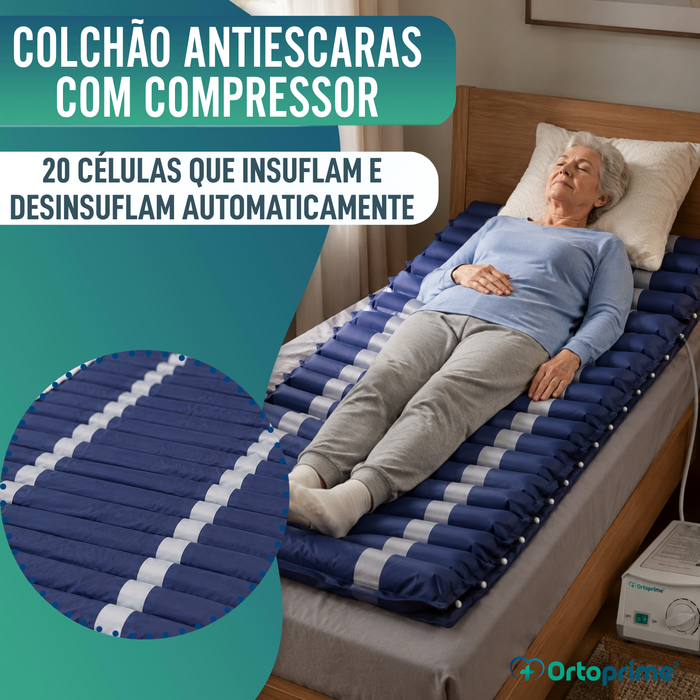 Colchão de Ar Antiescaras com Compressor Silence para Cama