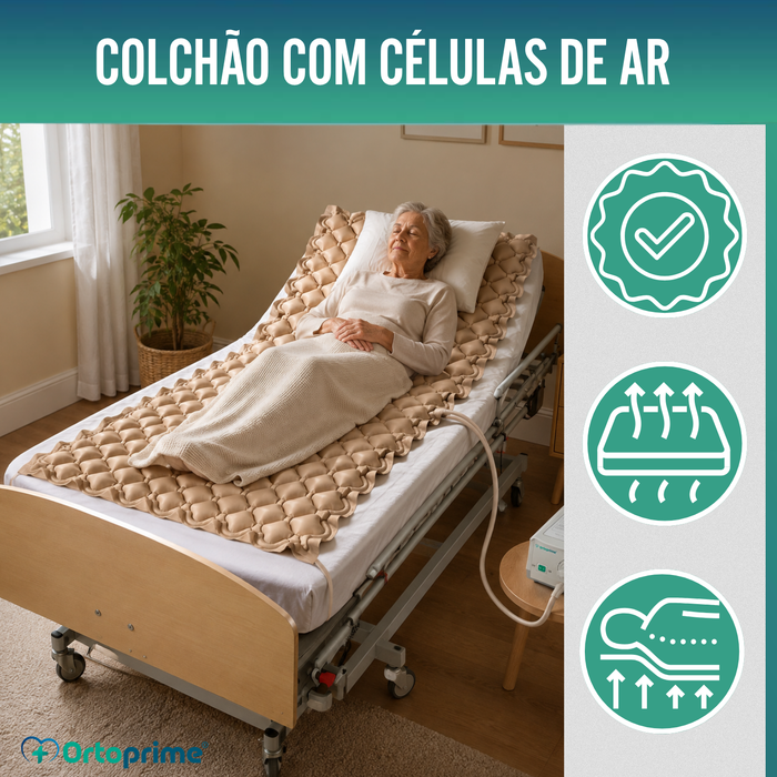 Colchão Antiescaras com Compressor e Células de Ar Alternante