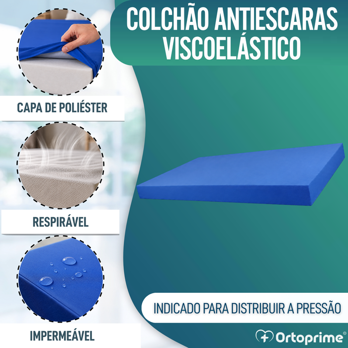 Colchão Viscoelástico Anti-Escaras + Capa - 90 x 190 cm