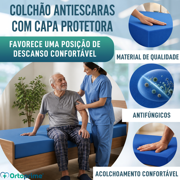 Colchão Viscoelástico Anti-Escaras + Capa - 90 x 190 cm