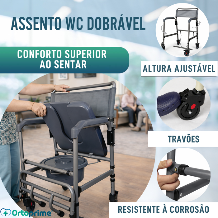 Cadeira WC Dobrável com Rodas | Sanita Portátil