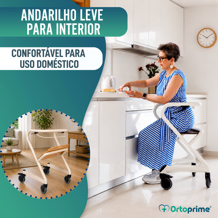 Andarilho Rollator com Assento e Travão Central | Interior